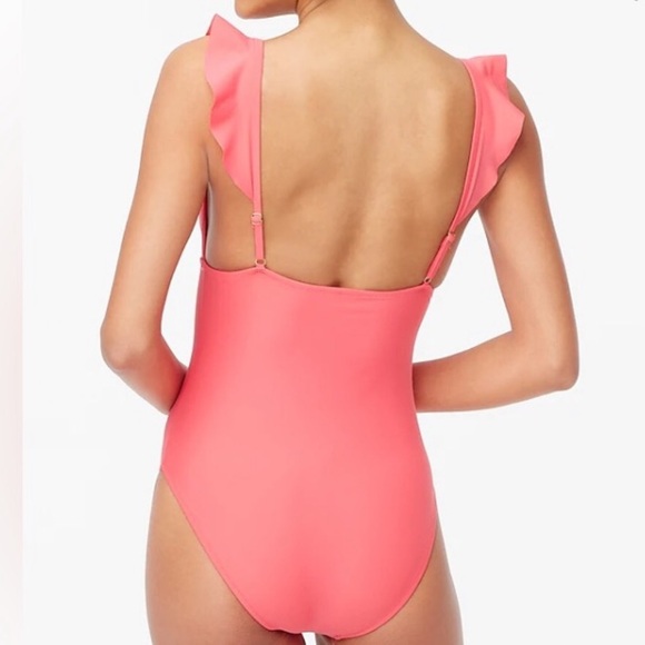 ⭐️HPx3! J. Crew Factory Swimsuit in Guava with Ruffle V-Neck. XXL. Brand new! - Picture 4 of 5